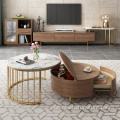 Marble Gold Couchtisch Walnussfarbener Beistelltisch